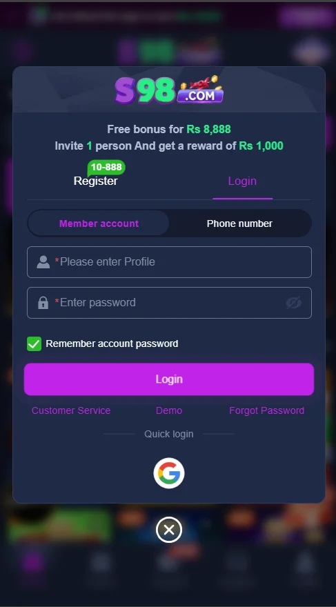S98 login