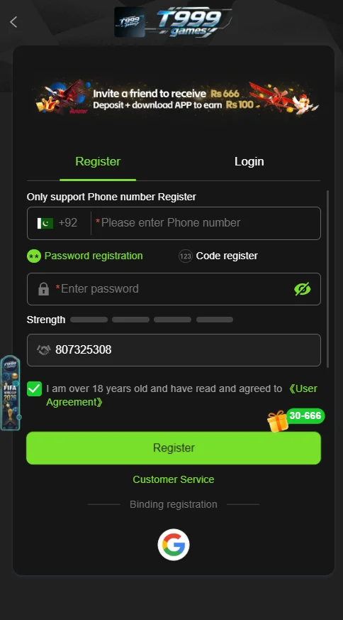 T999 Game Register