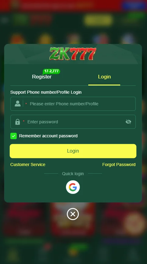 ZK 777 login