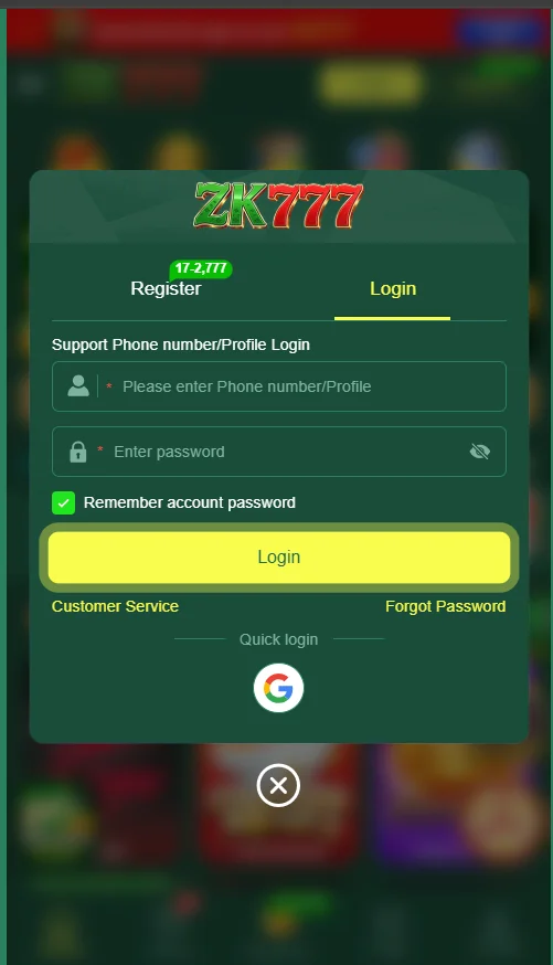 ZK777 login